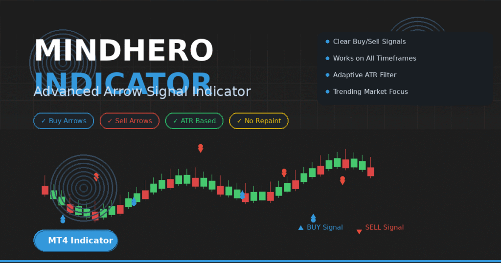 Mindhero.mq4 — Dynamic ATR “River” Arrow Indicator for MT4